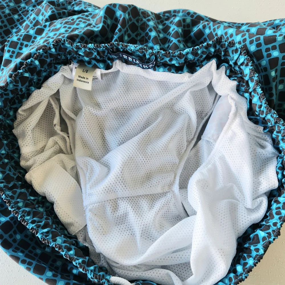 Original Penguin Teal & Black Patterned Swim Shorts